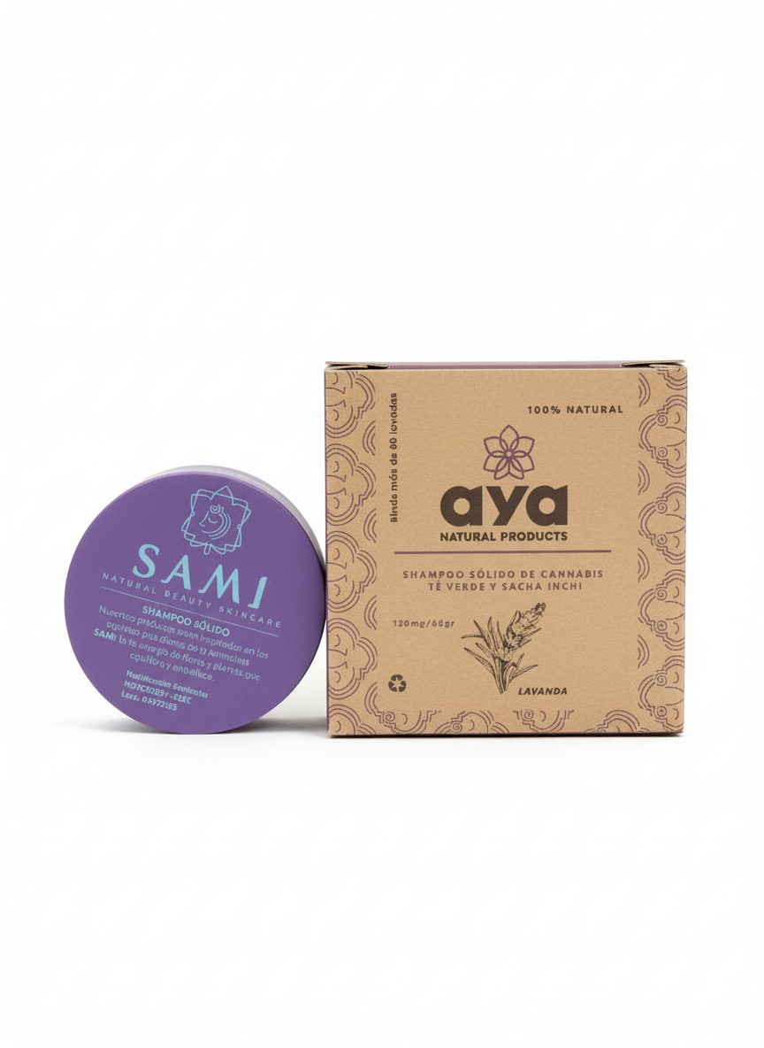 Shampoo Sólido de Cannabis y Sacha Inchi (Aroma Lavanda)