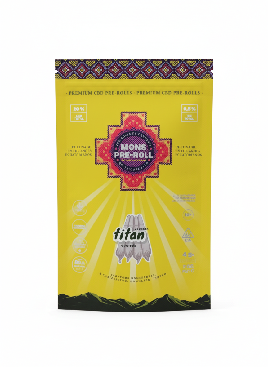 Pre-Rolls de CBD Premium Mons Pre-Roll - Variedad Titán (4 Unidades)