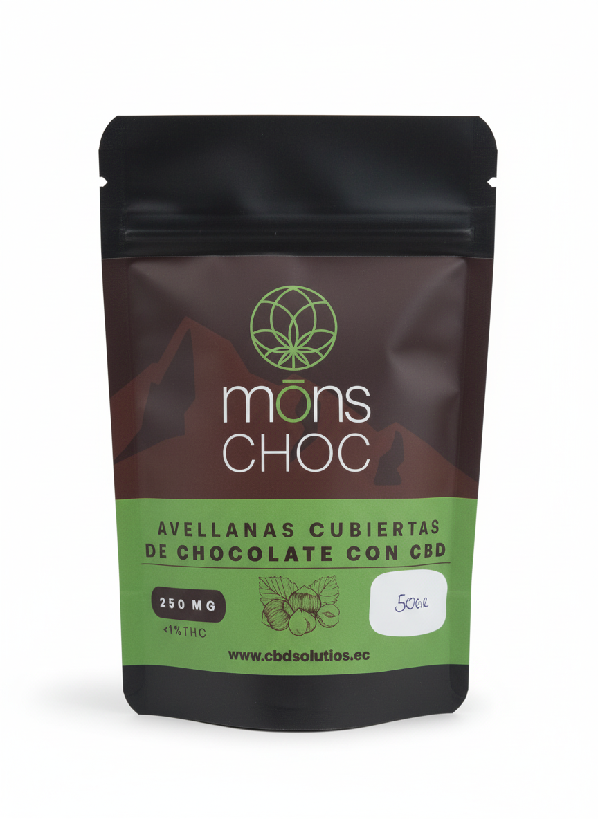 Mōns Choc: Avellanas Cubiertas de Chocolate con CBD - 100g